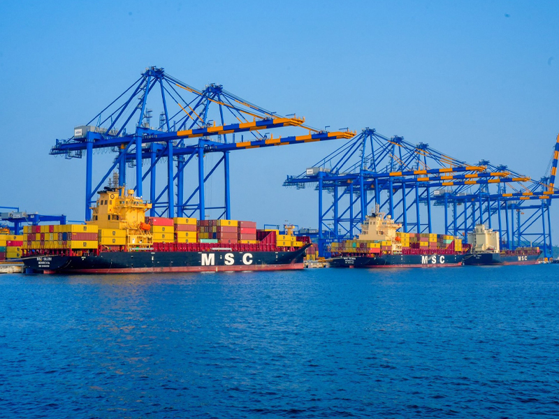 Three ships berthed simultaneously at Vizhinjam International Port