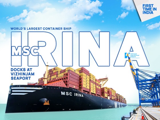 Vizhinjam Port makes history as world's largest cargo ship MSC Irina docks